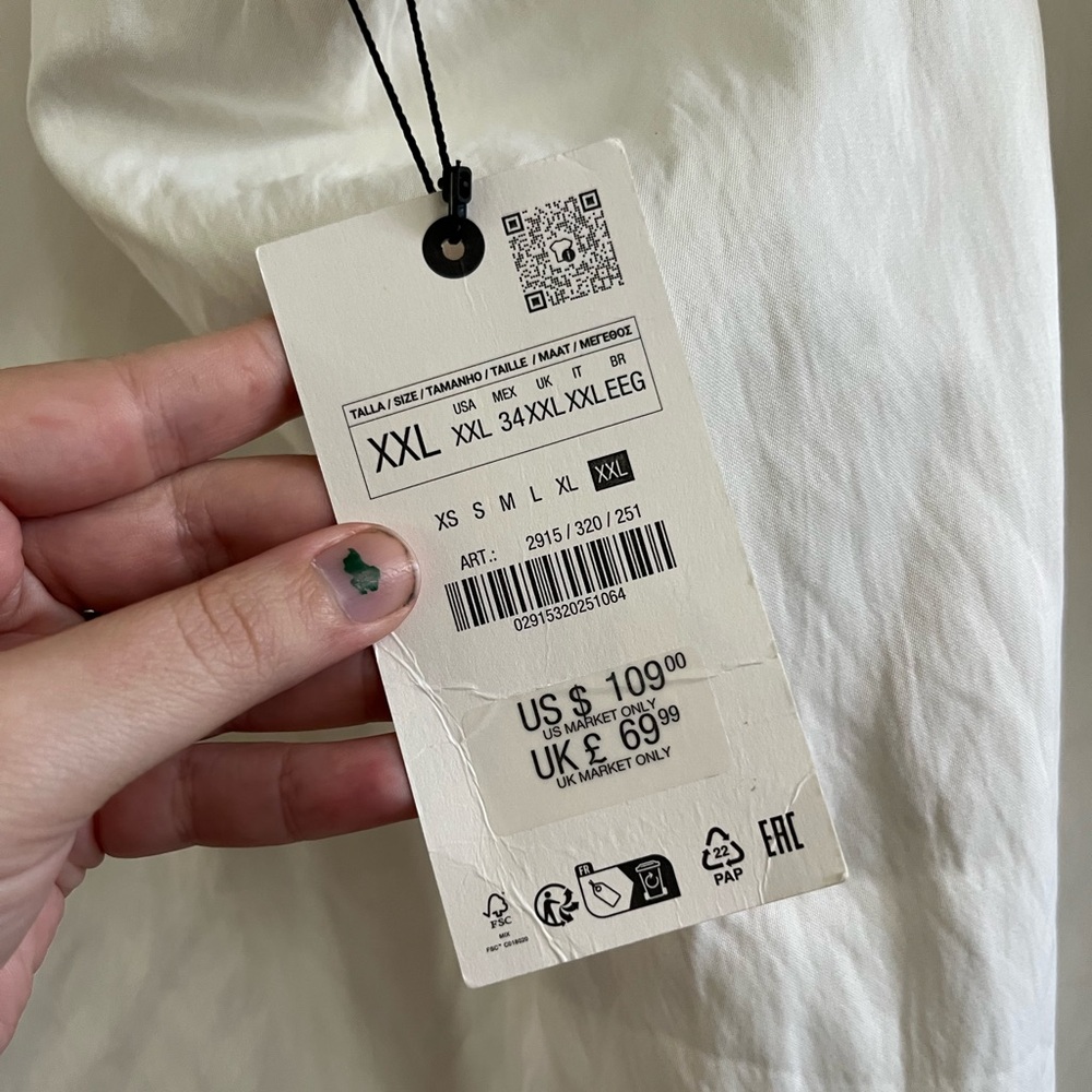 NWT Zara mixed maxi dress Zw Collection oyster - White Bridal Shower - XXL - Picture 6 of 6
